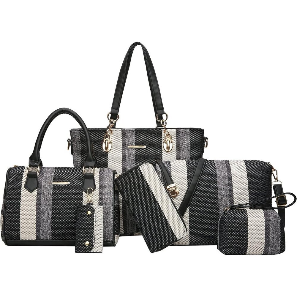 〽️Women's stripe-black 2E Youth Designer Purses Handbags Satchel Shoulder Bag
